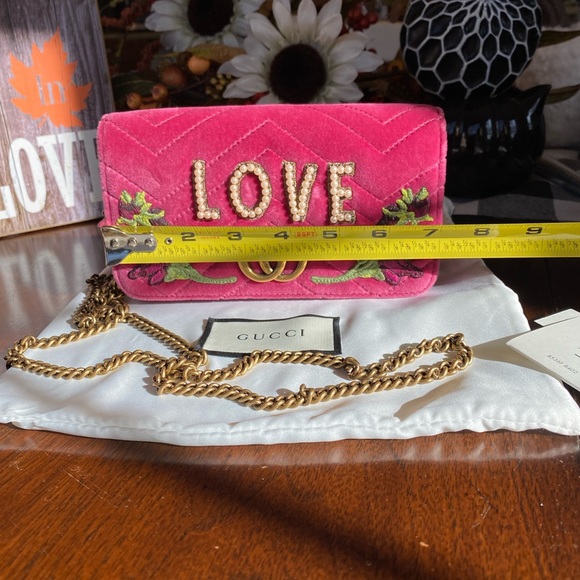 Gucci Pink Velvet Maltelasse LOVE GG Limited Edition Marmont Mini Bag NWT - Picture 11 of 12